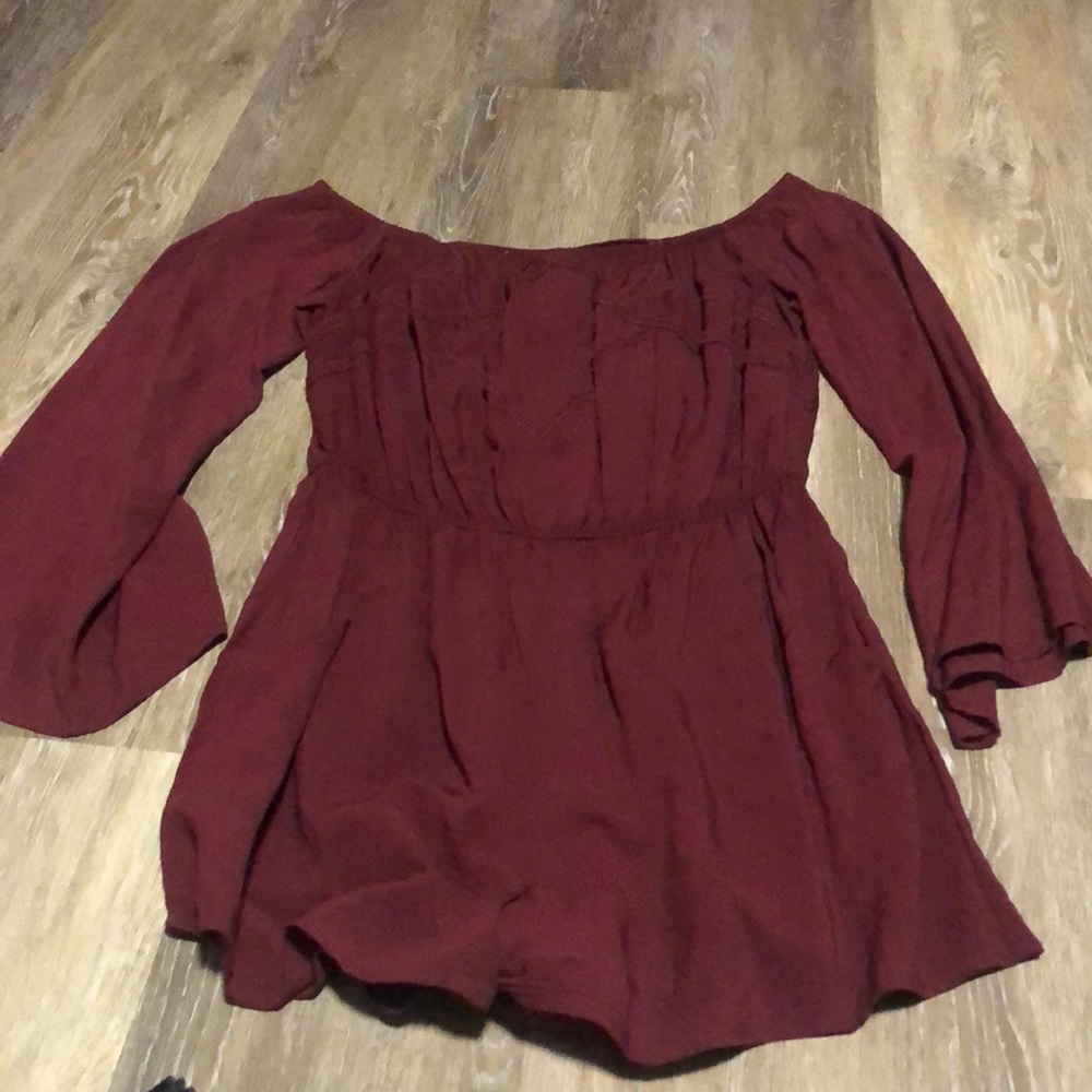 Maroon off the shoulder romper